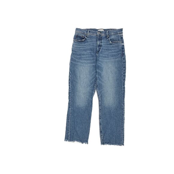 Loft The Straight Crop Raw Hem Women's size 6 Dark Wash Blue Denim Jeans - Picture 1 of 4